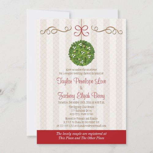 CHRISTMAS MISTLETOE COUPLES WEDDING SHOWER INVITATION