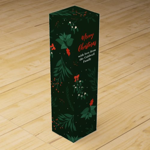 Christmas Mistletoe Custom Green Holiday Gift Wine Box