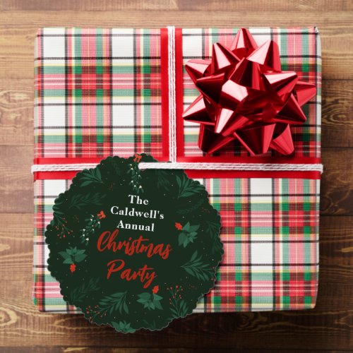 Christmas Mistletoe Custom Green Holiday Party Ornament Card