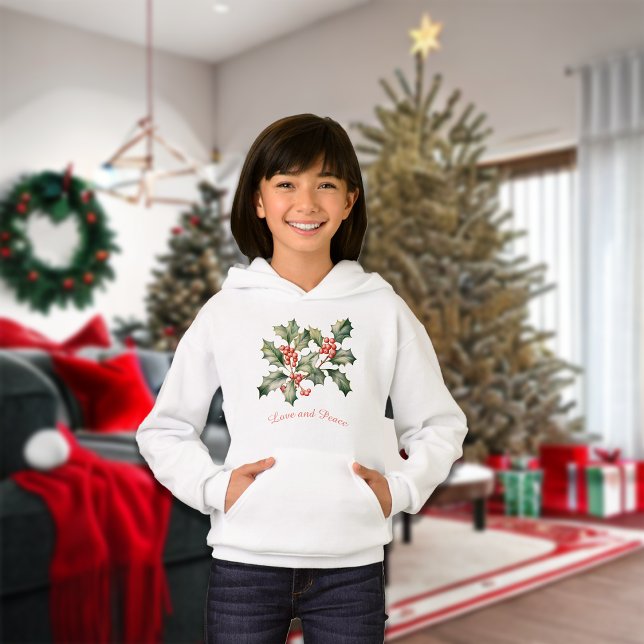 Christmas Mistletoe Custom Message Girls Hoodie (Creator Uploaded)