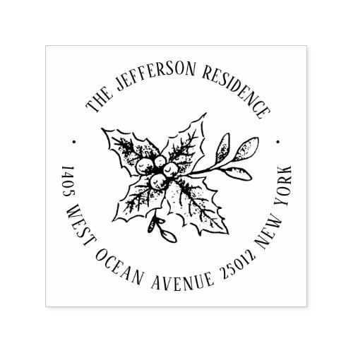 Christmas Mistletoe Custom Name Return Address Self_inking Stamp