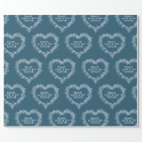 Christmas mistletoe drawing heart dark blue white wrapping paper