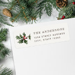 Christmas Mistletoe Family Name Return Address Label<br><div class="desc">Custom designed return address labels featuring Christmas mistletoe and red berries design.</div>