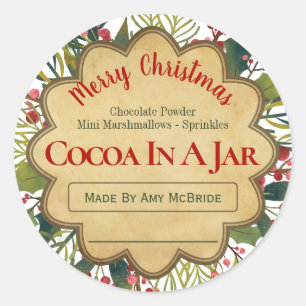 Christmas Mistletoe Foliage Cocoa In A Jar Ideas Classic Round Sticker
