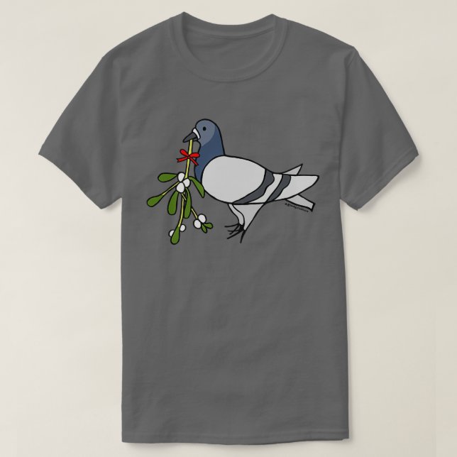Christmas Mistletoe Fred the Pigeon T-Shirt (Design Front)