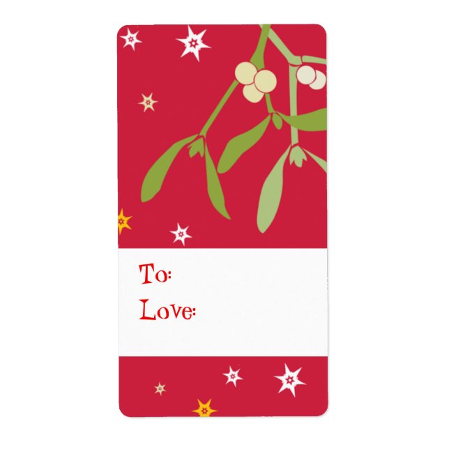 Christmas mistletoe gift tag red (to and love) (Front)