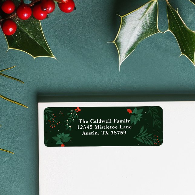 Christmas Mistletoe Green Holiday Return Address Label (Creator Uploaded)
