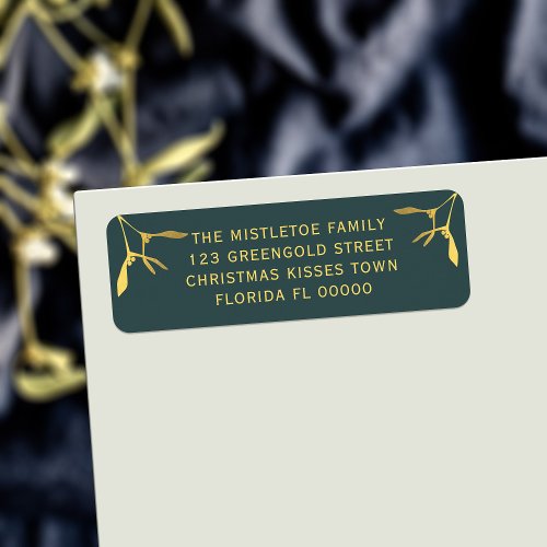 Christmas Mistletoe Green Holiday Return Address Label