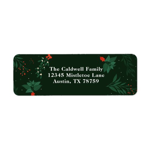 Christmas Mistletoe Green Holiday Return Address Label