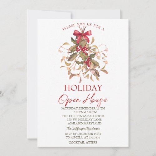 Christmas Mistletoe Holiday Open House Invitation