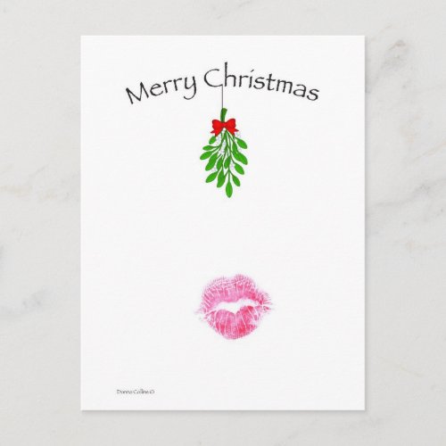 Christmas Mistletoe Kiss Holiday Postcard