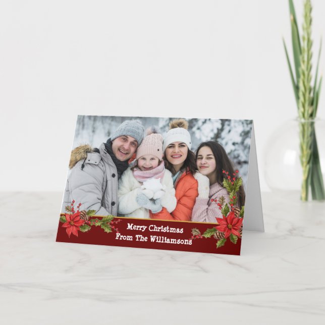 Christmas Mistletoe Red Band Christmas Photo Holiday Card (Front)