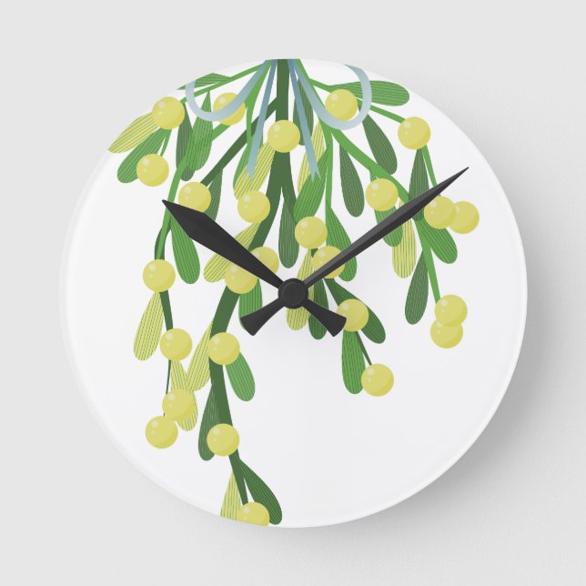 christmas mistletoe round clock (Front)