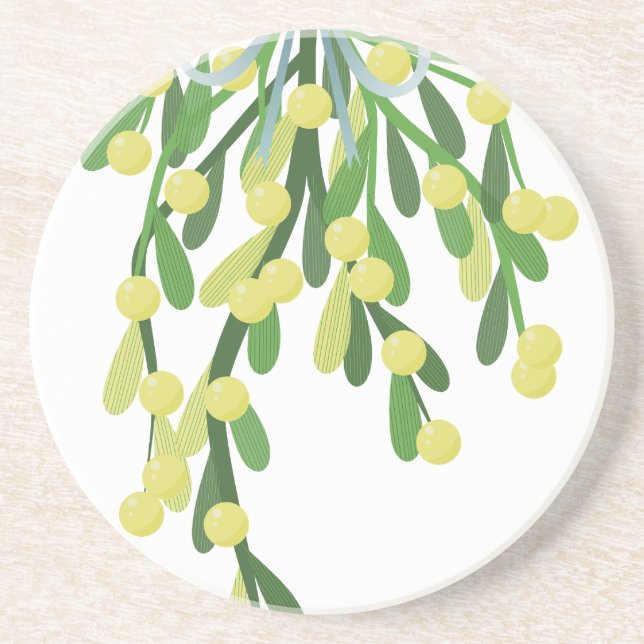 christmas mistletoe sandstone coaster (Front)