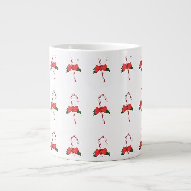 Christmas mistletoe stick red white green giant coffee mug (Front)