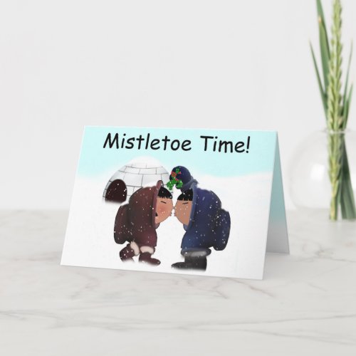 Christmas Mistletoe Time Holiday Card