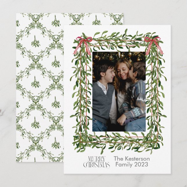Christmas Mistletoe Trellis Photo  Holiday Card (Front/Back)