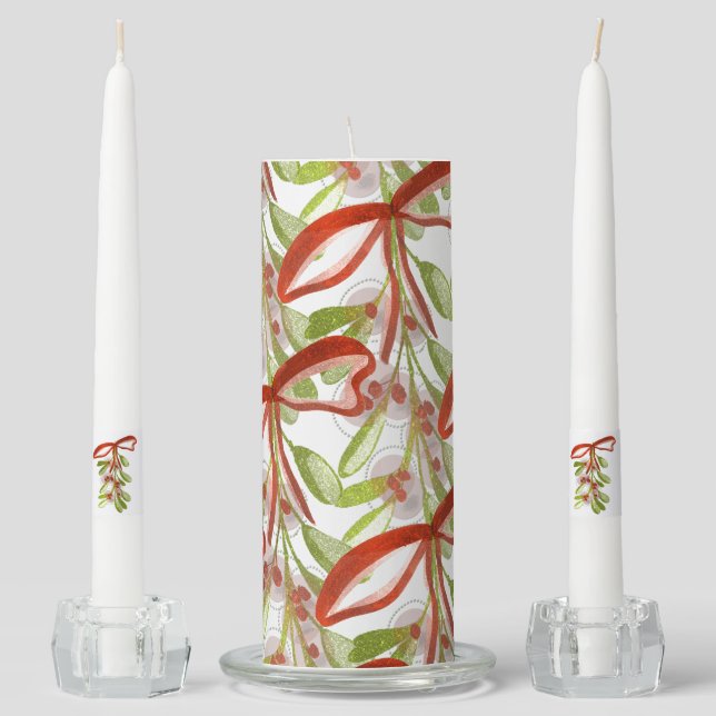 Christmas Mistletoe Unity Candle Set (Front)