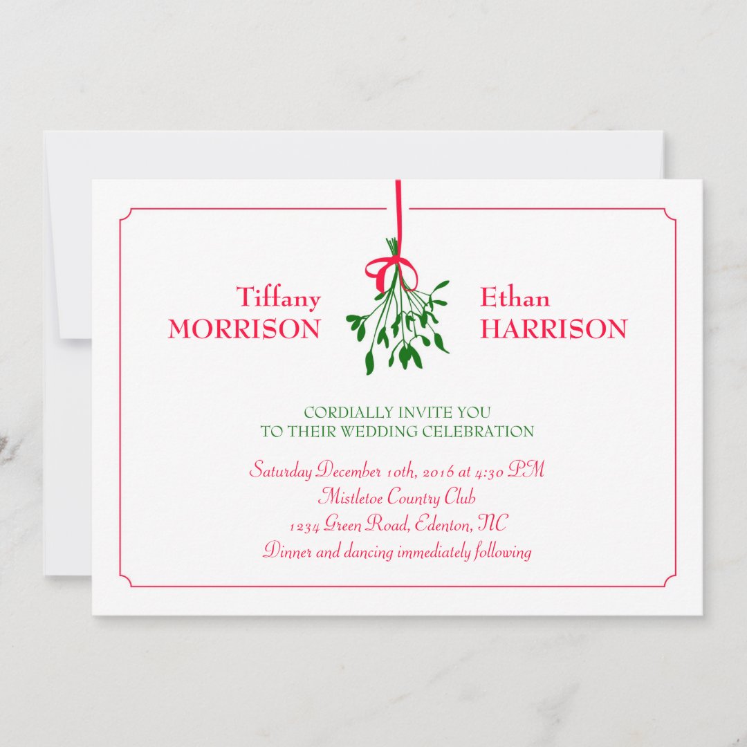 Christmas Mistletoe Wedding Invitation | Zazzle