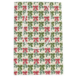 Christmas Mistletoe with Bows Medium Gift Bag