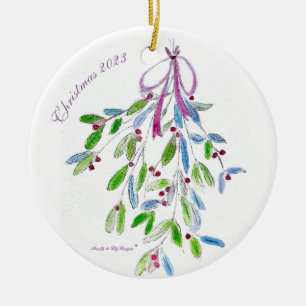 Christmas Mistletoe with poem Ceramic Ornament