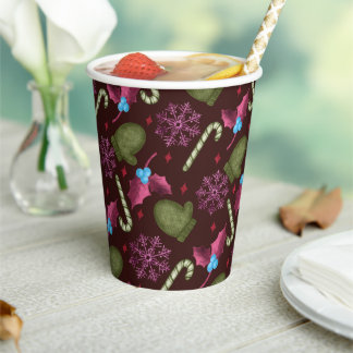 Christmas Mittens and Candy Canes Paper Cups