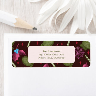 Christmas Mittens and Snowflakes Label