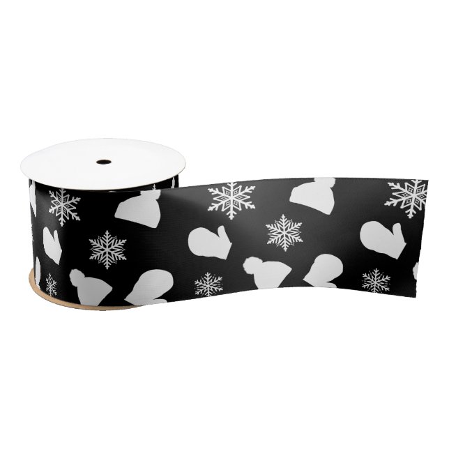 Christmas Mittens, Winter Hats and Snowflakes Satin Ribbon (Spool)