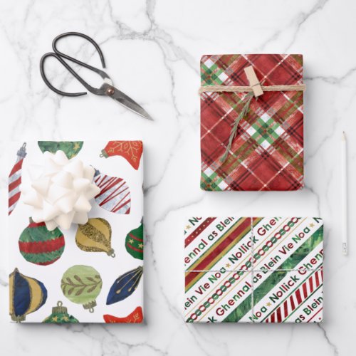 Christmas mix _ BG tartan baubles and Ribbon Wrapping Paper Sheets