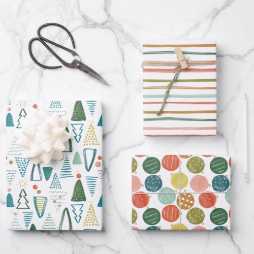 Christmas Mix Watercolor Wrapping Paper Sheets