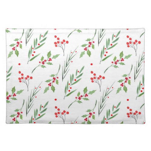 Christmas Mixed Botanical Pattern Cloth Placemat