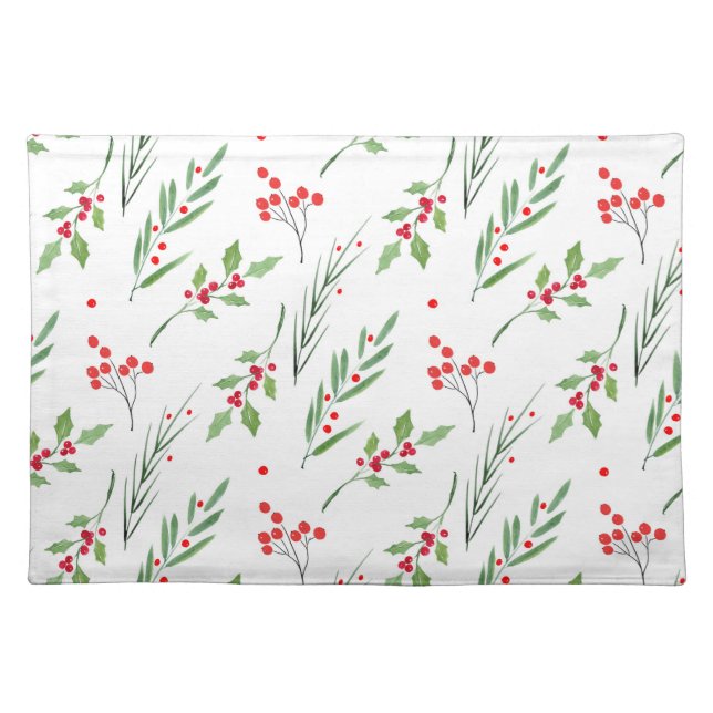 Christmas Mixed Botanical Pattern Cloth Placemat (Front)