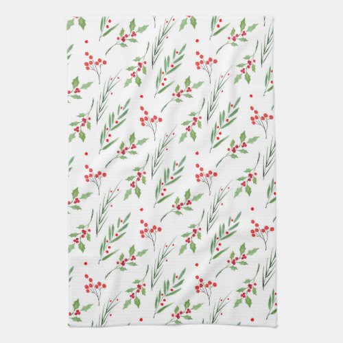 Christmas Mixed Botanical Pattern   Kitchen Towel