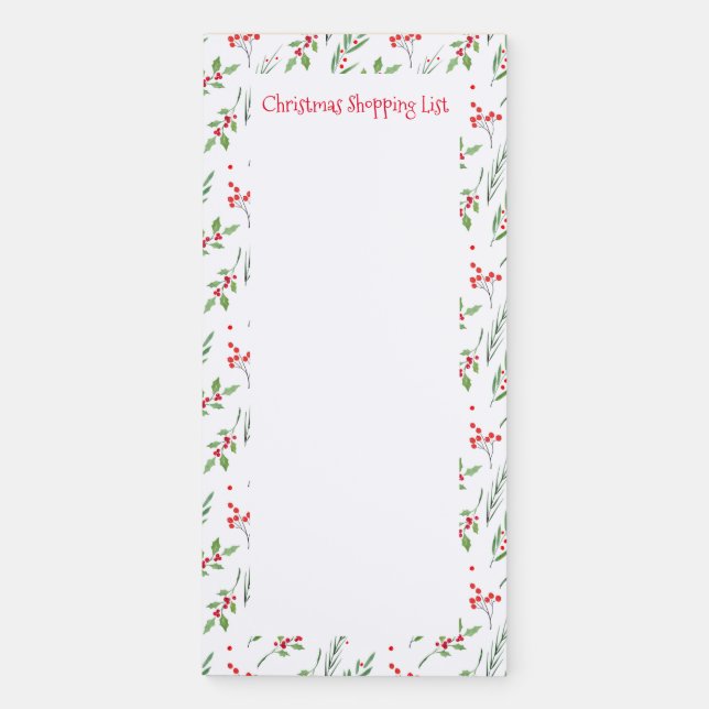 Christmas Mixed Botanical Pattern Magnetic Notepad (Front)