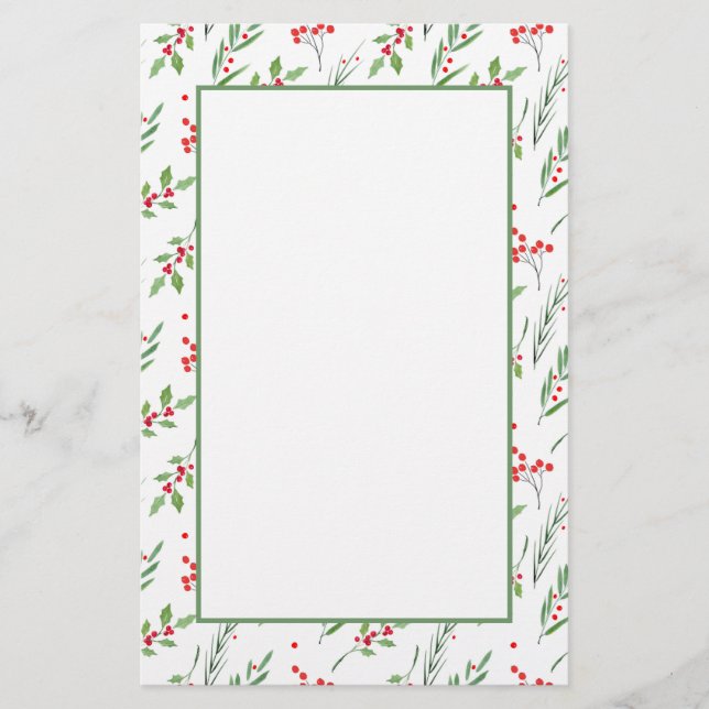 Christmas Mixed Botanical Pattern Stationery (Front)