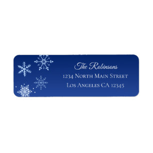 Christmas Modern Blue Snowflake Address Label