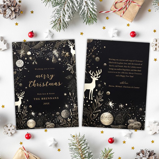 Christmas Modern Elegant Festive Black Unique Holiday Card (Christmas Modern Elegant Festive Black Unique Holiday Card)
