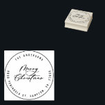 Christmas modern elegant minimal script unique rubber stamp<br><div class="desc">Christmas holiday modern elegant minimal script unique personalized mailing accessory stamp.</div>
