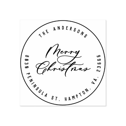 Christmas modern elegant minimal script unique rubber stamp