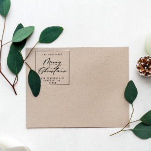 Christmas modern elegant minimal script unique rubber stamp