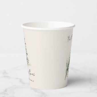 Christmas Modern Evergreen Tree Pine Needles Paper Cups | Zazzle