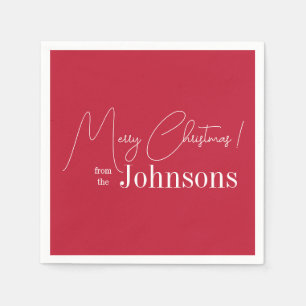 Christmas Modern Family Red Merry Christmas Party Napkins