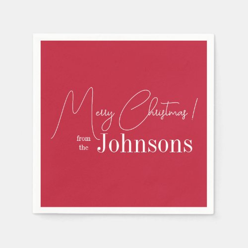 Christmas Modern Family Red Merry Christmas Party Napkins