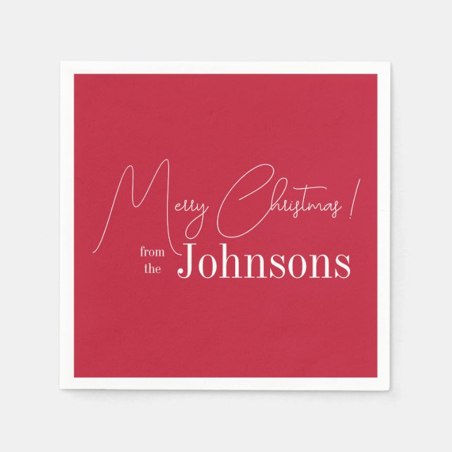 Christmas Modern Family Red Merry Christmas Party Napkins (Front)