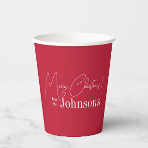 Christmas Modern Family Red Merry Christmas Party Paper Cups