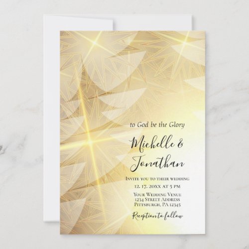 Christmas Modern Gold Tree Stars Christian Wedding Invitation