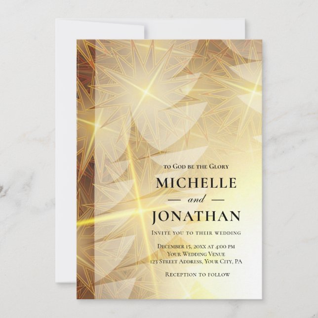 Christmas Modern Gold Trees Christian Wedding Invitation (Front)