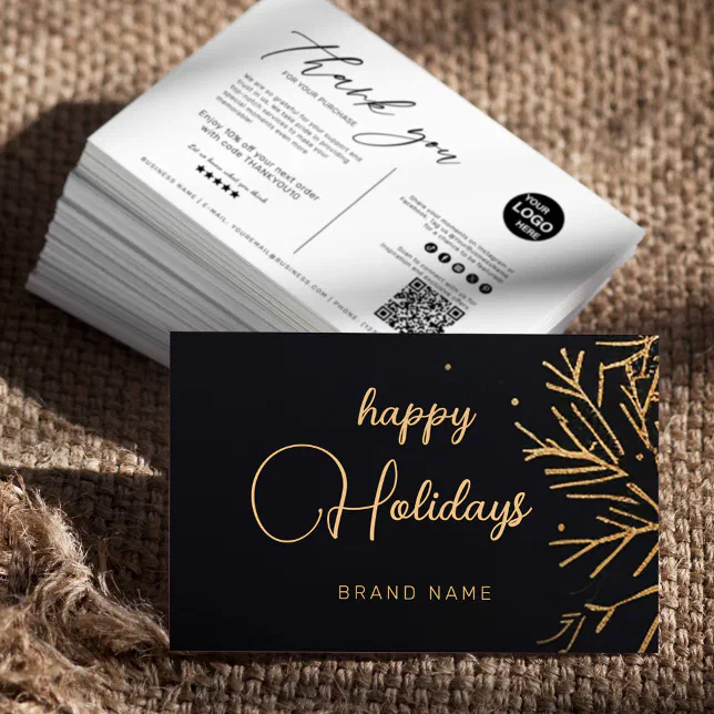 Christmas Modern Holiday Corporate Thank You Business Card | Zazzle