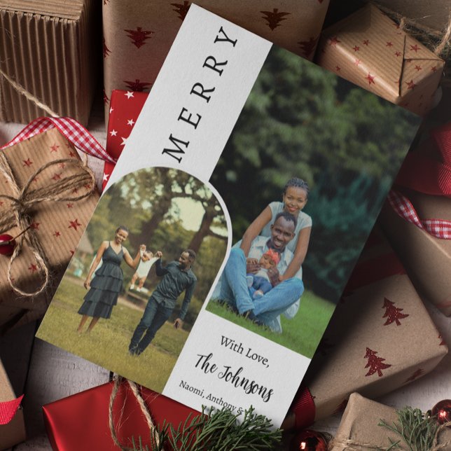 Christmas Modern Merry Photo Personalized  Card (Creator Uploaded)