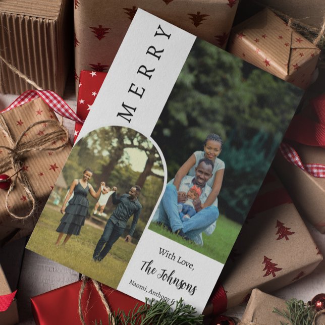 Christmas Modern Merry Photo Personalized  Card (Creator Uploaded)